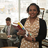 Student holding books