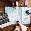 Map and laptop