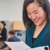 Woman looking at a document